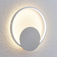 Lindby LED-vägglampa Anays, Ø 32 cm, krom/klar, plast