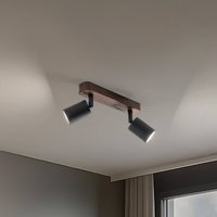TK Lighting Spot pour plafond Subrin, noyer, à 2 lampes