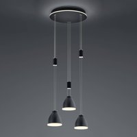 HELL LED-hänglampa Leni, 3 lampor, rund, svart