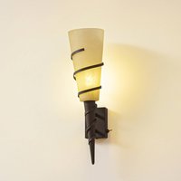 Lindby vägglampa Anouk, höjd 44 cm, glas, metall, facklampa