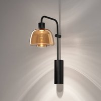 Bover LED-vägglampa Drep A/04, bärnstensfärgad, glas, svart, 2 700 K