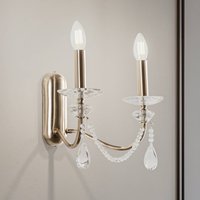 Lucea Applique murale Adone, 2 lampes, laiton, hauteur 30 cm, verre cristal