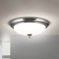 Orion Plafonnier Empire, Ø 35,5 cm, nickel mat, verre opalin mat