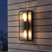 EGLO Utomhusvägglampa Alamonte 1, 2 lampor rektangel