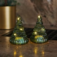 Sirius Figure déco LED Lucy, arbre verre, vert, 9 cm, x2