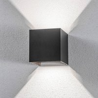 Lindby LED-utomhusvägglampa Nivar, kantig, svart, IP54