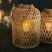 Näve LED-sollykta korg, bambu, höjd 38 cm, natur
