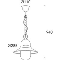 Moretti Luce Utomhushänglampa Campanula 2094, antik mässing, Ø 29 cm, IP44