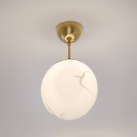 By Rydéns Bellagio ceiling light, brass/white, 1-bulb, glass
