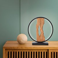 Brilliant Chaumont LED-bordslampa, längd 25,8 cm, svart/trä ljus-färgad