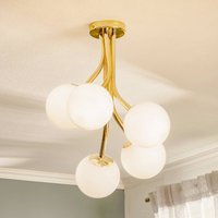 Euluna Plafonnier Selva, à 5 lampes décalées, doré
