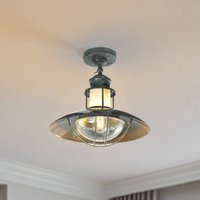 Lindby Louisanne taklampa, grågrön, metall, Ø 35cm