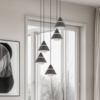 Trio Lighting LED-hänglampa Romeo, Ø 28 cm, svart, metall, 5 lampor