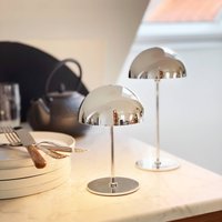 Dyberg Larsen LED rechargeable table lamp Along, chrome, set of 2