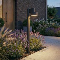 Lucande LED-väglampa Elune, svart, sensor, IP44, 77 cm