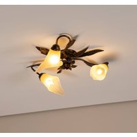 ONLI Plafonnier Alga, à 3 lampes, fer, verre, florentin