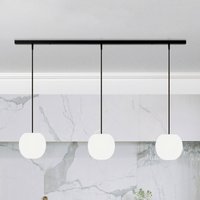Casablanca Acai hanging light, white/black, long, 3-bulb, 16 cm