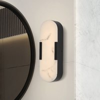 Searchlight LED-badrumsvägglampa Opaline, höjd 35 cm, svart, metall/harts