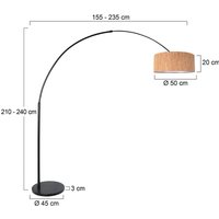 Steinhauer Bågformad golvlampa Sparkled Light, svart/brun, 240 cm, kork