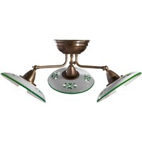 Cremasco Bassano - keramiktaklampa med tre ljuskällor, grön