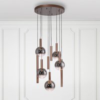 Paul Neuhaus LED-hänglampa Bowl, Ø 63 cm, brun/grå