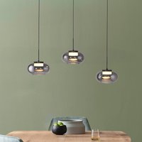 SCHÖNER WOHNEN suspension LED Sia, à 3 lampes, gris fumé, 3 000 K