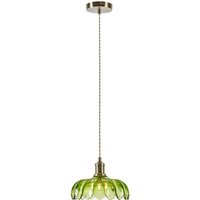 Markslöjd Hänglampa Kurage, antikmässing/grön, glas, Ø 26 cm, E27