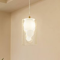 Lindby pendant light Kupla, opal/clear, glass, 1-bulb, G9
