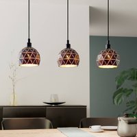 EGLO Hänglampa Roccaforte, svart/guld, metall, 75 cm lång, E14