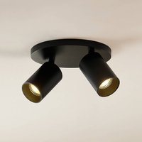 Arcchio spotlight Brinja, black, round, Ø 6 cm, 2-bulb, GU10