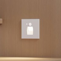 Arcchio LED-inbyggnadslampa Neru, 7 cm, vit, kantig, sensor