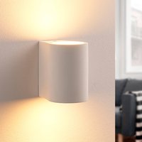 Applique murale Lindby Jannes, ronde, blanche, plâtre, G9, à peindre