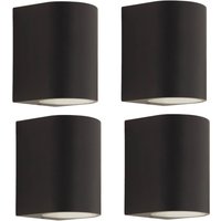 Prios Außenwandleuchte Tetje, schwarz, rund, 10 cm, 4er-Set