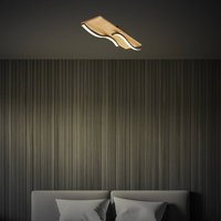 Briloner LED-taklampa Vinka, 55x14 cm, 2 lampor, träfärgad