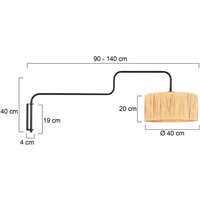 Steinhauer Vägglampa Bloeba, svart/brun, utsträckning 140 cm, sjögräs
