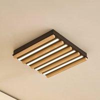 Lindby LED-taklampa Firka, vit, trä, 42 cm, CCT, dimbar.