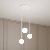 EMIBIG LIGHTING Hänglampa Royal, 3 lampor, opalvit/vit, glas, E14