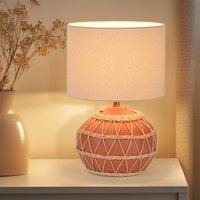 COREP Cyclades table lamp, terracotta/beige, 35 cm, linen/ceramic