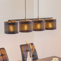 TK Lighting Hänglampa Tago, 4 lampor, svart/guld