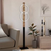 EGLO LED-golvlampa Boyal, brun, höjd 150 cm, trä, 2 lampor.