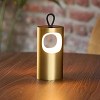 Sigor LED rechargeable table lamp Lunari, gold-coloured 16 cm metal CCT IP44