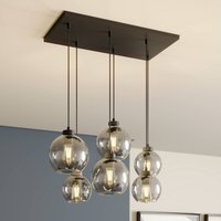 TK Lighting Cubus hänglampa, rökgrå, glas, 74 cm lång, 6 lampor