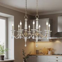 Lucea Chandelier Adone, linear, 8-bulb, brass, crystal glass