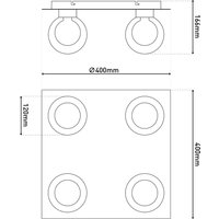 Näve Taklampa Donika, 4 lampor kantig, glas, stål, bärnsten, G9