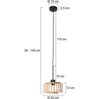 Steinhauer Sparkled Light pendant light, black/natural bamboo, Ø 20 cm