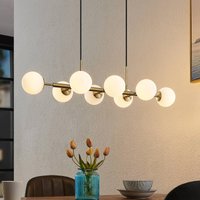 Lindby pendant light Kiamo, 83 cm, brass, white, glass, G9