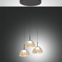 Fabas Luce Lucille LED pendant light, 3-bulb, cognac-coloured, CCT