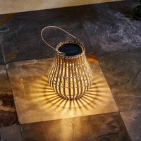 Lindby luminaire de terrasse LED solaire Amaria, bambou, Ø 18 cm