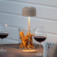 Konstsmide Lille LED rechargeable table lamp, height 36 cm, sand-coloured, IP54, USB