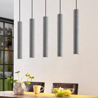 Lindby Pendellampe Concretto, 100 cm, grau, 5-flg., Beton